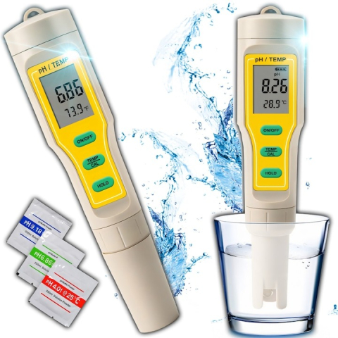Tester apa, 2 in 1, temperatura si pH, solutii de calibrare incluse, alb/galben [11]