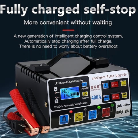 Redresor auto, multifunctional, afisaj LCD, 12V/24V, 140v-250v, negru [4]