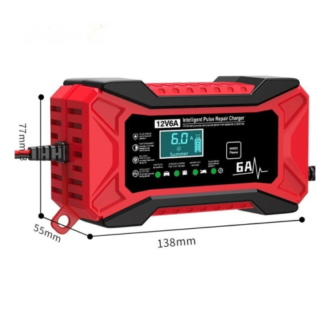 Redresor auto, afisaj LED, 6 A, 12 V, oprire automata, mod iarna/vara, carcasa ABS, negru/rosu, 77 x 55 x 138 mm [3]