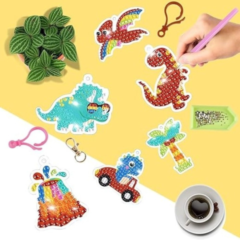 Set brelocuri cu diamante pentru copii, dinozauri, 15 modele, accesorii incluse, multicolor [1]
