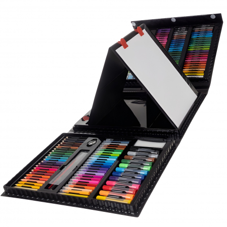 Set pictură și desen - Set,trusa de pictura si desen pentru copii,culori,acuarele,creioane,208 piese - Negru