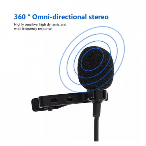 Microfon tip lavaliera, cu fir, Lightning - Jack 3.5 mm, lungime cablu 1.5 m, negru [1]