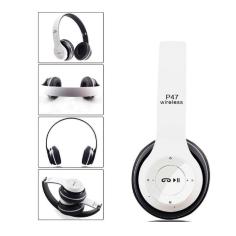 Casti audio, wireless, Bluetooth, lumini LED, radio FM, MP3, alb [4]