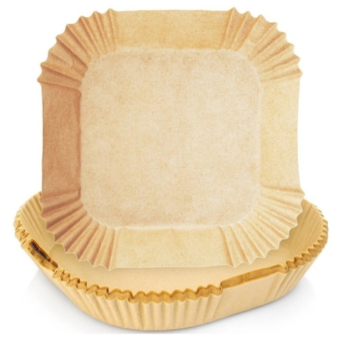 Set 100 hartii de copt pentru air fryer, cuptor, de unica folosinta, antiderapante, forma patrata, 16 x 16 cm, maro [8]