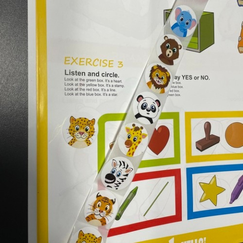 Set 500 etichete autoadezive, cu animale, pentru copii, 8 modele, 6 x 2.6 cm, multicolor, universale [7]