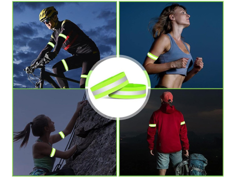 Set 2 x benzi reflectorizante, prindere velcro, pentru alergare, 30.5 x 4 cm, verde [4]