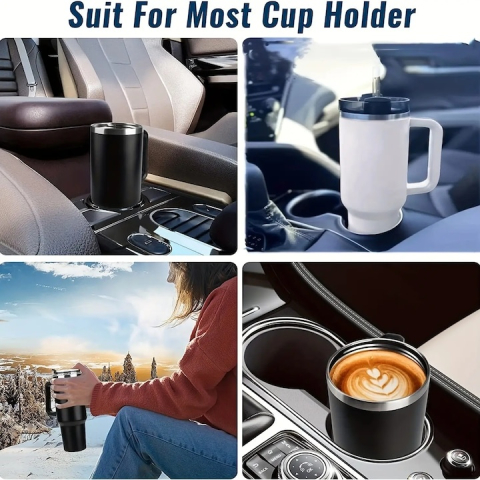 Cana termos, otel inoxidabil/plastic, fara BPA, 1200 ml, design ergonomic, cu pai, negru [3]