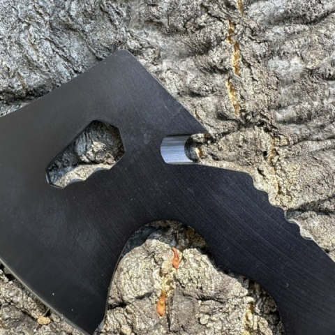 Topor camping, multifunctional, lama otel, maner cauciuc, 30 cm, husa protectie, gri [9]