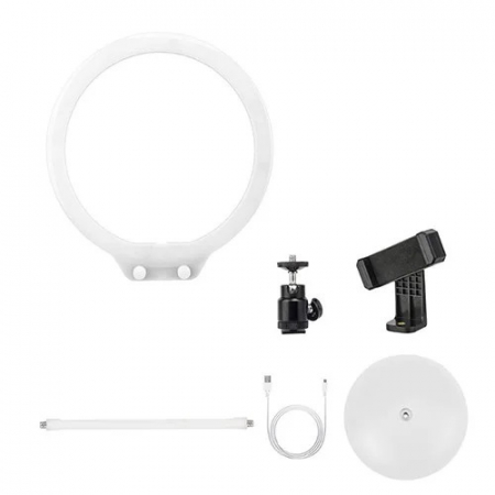 Lampa circulara LED, ZOMEI 26 cm diametru LED,cap rotativ 360 grade si suport telefon 360 grade - Roz [4]