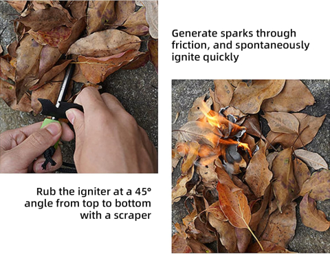 Aprinzator foc cu magneziu si tija feroceriu, multifunctional cu rigla, deschizator sticle, cheie piulite, cu siret, negru [4]