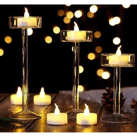 Set 24 lumanari LED, rotunde, tip pastila, lumina calda, 3.6 cm, plastic, pentru decor, petreceri [4]