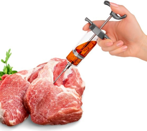 Seringa pentru injectare carne, 3 ace diferite, capacitate 50 ml, reutilizabila, gradata, plastic, otel inoxidabil, 7.7 x 23 x 3.5 cm, gri [6]