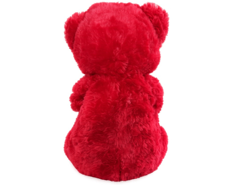 Jucarie de plus, ursulet cu inima, mesaj I Love You, material moale, decorativ, pentru copii, rosu, 30 x 18 cm [11]