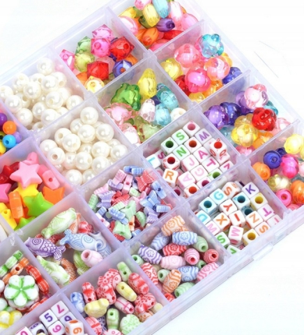 Set 900 margele pentru realizare bratari, coronite, coliere, bijuterii, diverse modele, 26 x 13.5 x 2.5 cm, multicolor [4]