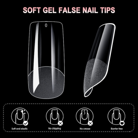 Set 240 tipsuri pentru unghii, forma patrata, 12 dimensiuni diferite, mat, transparent, durabil, cutie depozitare inclusa [5]