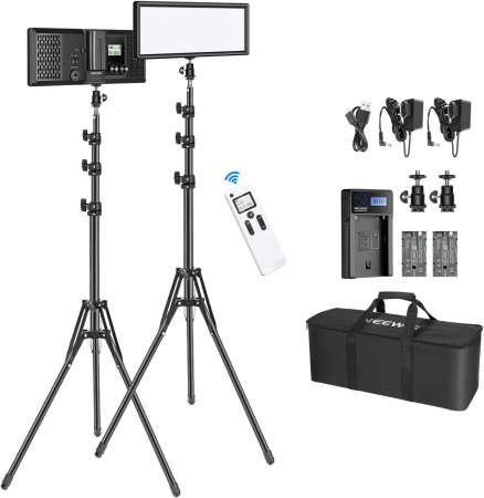 Panouri Led - Kit 2x Panouri Bi Color 144 LED,trepiezi 150 cm,telecomanda contro,2 baterii + 1 incarcator,geanta transport inclusa