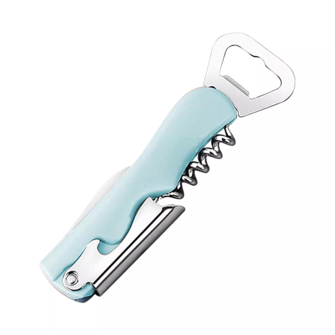Tirbuson multifunctional, 4 in 1, desfacator de sticle, otel inoxidabil, maner anti-alunecare, 13.5 x 4 cm, albastru [8]