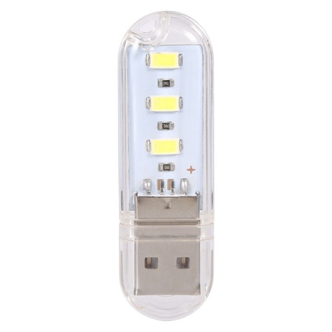Mini lampa USB cu 3 LED-uri, portabila, lumina calda, carcasa transparenta [1]