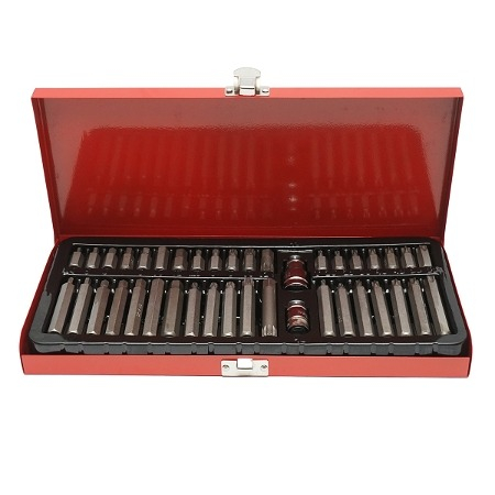 Truse cu scule - Trusa biti torx, hex si spline, chei imbus, adaptor 1/2'' si 3/8'', 40 piese, rosie