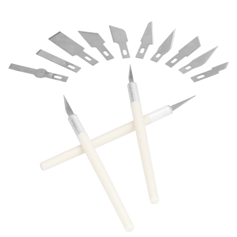 Set 13 cutite pentru modelare, de precizie, lame interschimbabile, plastic/otel inoxidabil, 15.5 cm, cutie depozitare, negru [3]