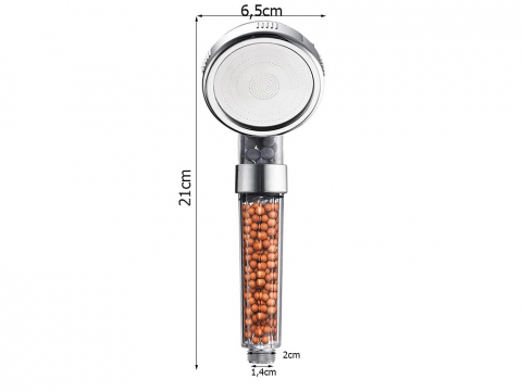 Para de dus, plastic, granule anticalcar, filet standard de 1/2 inch, argintiu, 21 cm [9]