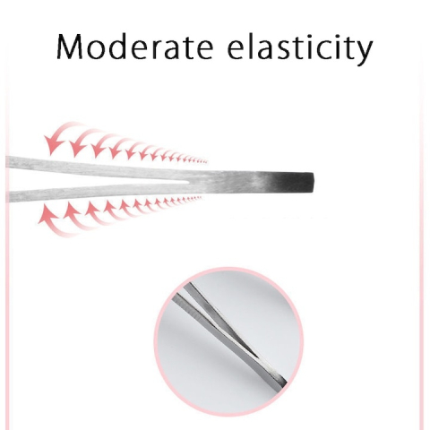 Penseta pentru sprancene, otel inoxidabil, lungime 8.5 cm, varf oblic, argintiu [5]