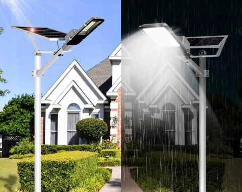 Lampa solara, putere 2000 W, 264 LED-uri, protectie IP66, rezistenta la intemperii, suport pentru montare, lumina alb-rece 6500K, telecomanda [4]