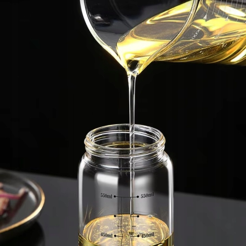 Sticla gradata pentru ulei, otet, lichide, capacitate 500 ml, cu maner, 23.5 x 7 cm, transparent [1]