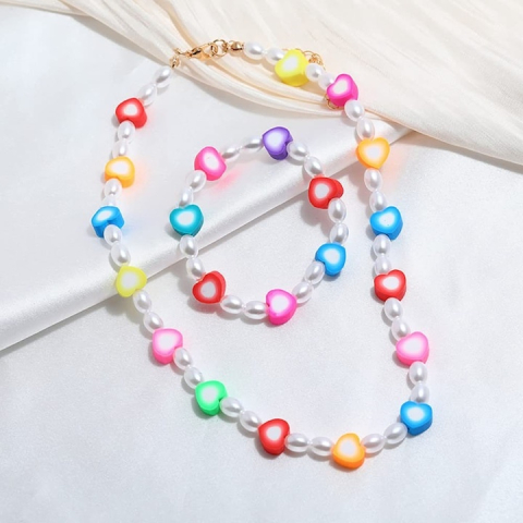 Set creatie bijuterii pentru copii, bratari, cercei, coliere, 480 margele, 24 modele, 2 role snur, 13 x 19 x 2 cm, multicolor [4]