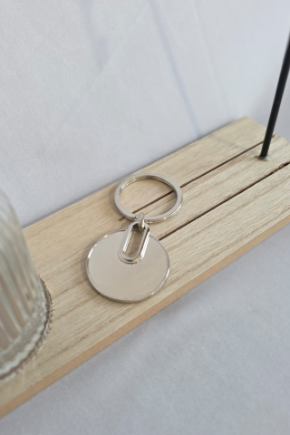 Breloc rotund, metalic, argintiu, 7.9 x 3.7 x 0.4 cm, cutie inclusa [1]