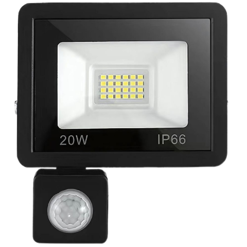 ELECTRONICE - Proiector LED, 20 W, iluminare exterior, cu senzor de miscare, 24 LED-uri, rezistent la intemperii, protectie IP66, 9.5 x 12 x 2.5 cm