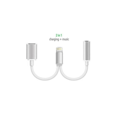 Adaptor 2 in 1 pentru iPhone, casti si incarcator, Lightning/jack 3.5 mm, argintiu [3]