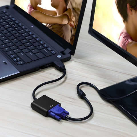 Adaptor convertor HDMI tata la VGA mama, jack 3.5 mm audio mama, cablu audio, 25 cm, negru [5]