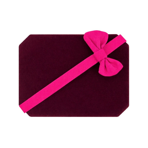 Cutie de bijuterii, cadouri, design cu funda, catifea, 10 x 7.5 x 3.5 cm, roz/visiniu [4]