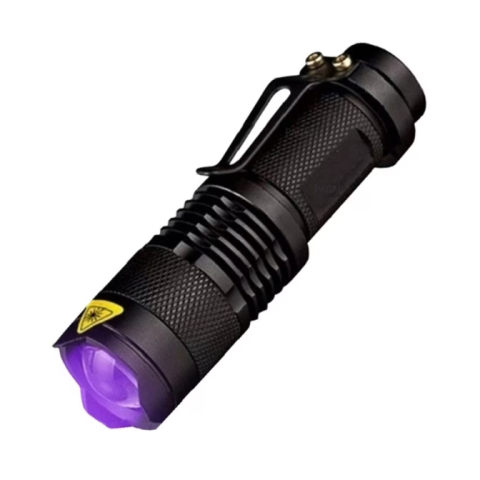 ELECTRONICE - Lanterna UV 395nm compacta cu zoom, verificare bancnote, metal, antialunecare, alimentare AA sau 14500, negru