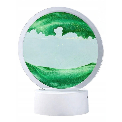ELECTRONICE - Lampa decorativa cu nisip in miscare, efect relaxant 3D, LED, verde, pentru living si dormitor, 19 x 10 cm