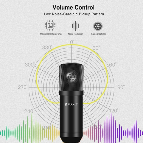 Microfon cu condensator, de studio, compatibil cu Android si iOS, otel/aliaj de zinc, negru [3]