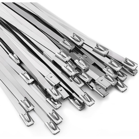 CASA & GRADINA - Set 100 coliere prindere, otel inoxidabil, pentru cabluri, tevi, reglabile, universale, 4.6 x 300 mm, argintiu