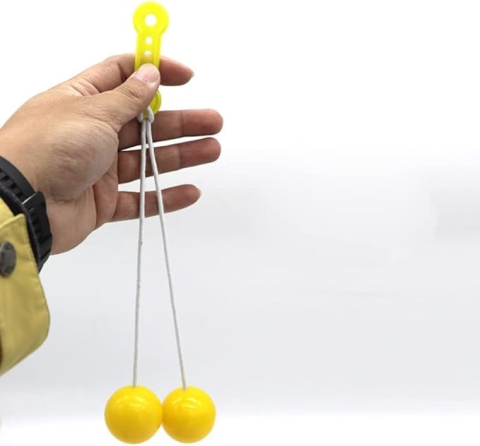 Set 2 bile clackers, jucarie interactiva, plastic, antistres, pentru copii, 4 cm, galben [1]