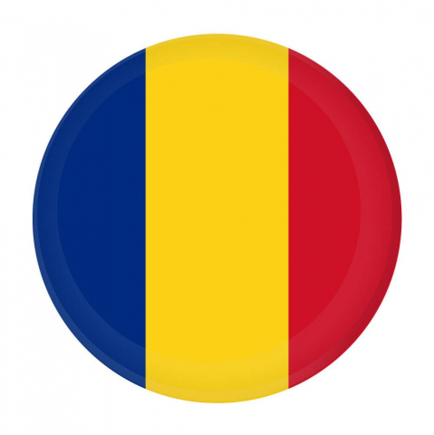 Insigna Dactylion, model steag Romania, rotunda, diametru 58 mm, metal, multicolor [2]