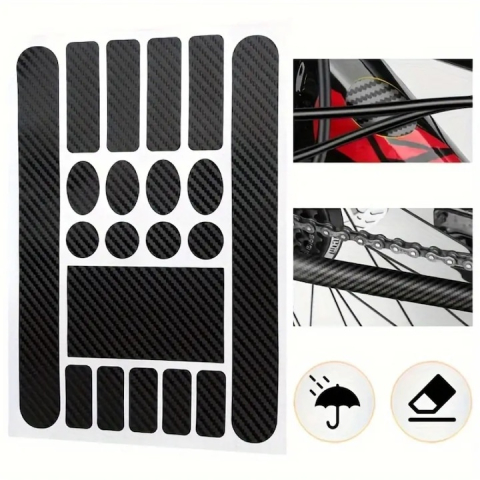 Set 20 autocolante pentru bicicleta, lipire pe cadru, protectie impotriva zgarieturilor, dimensiuni si forme diferite, negru [8]
