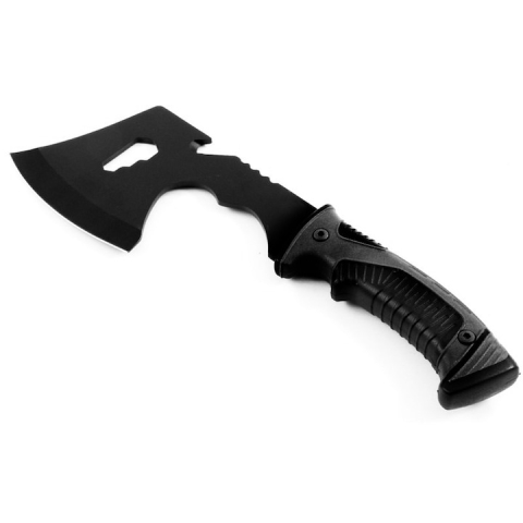 Topor camping, multifunctional, lama otel, maner cauciuc, 30 cm, husa protectie, gri [2]