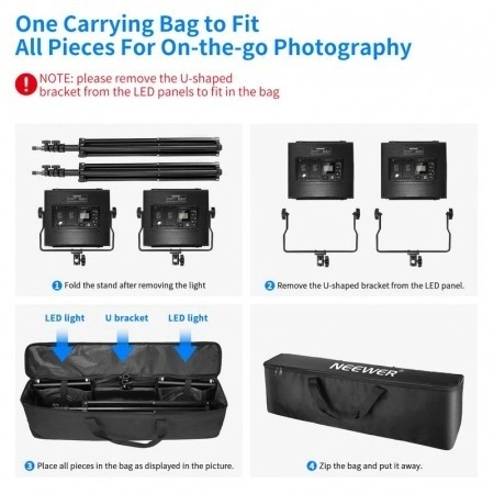 Kit 2 Panouri Neewer Bicolor, telecomanda wireless 2.4G,  geanta transport si accesorii [4]