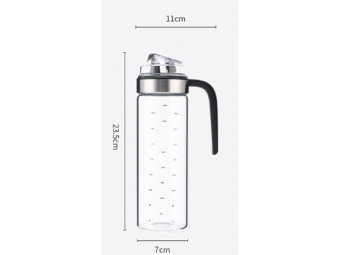 Sticla gradata pentru ulei, otet, lichide, capacitate 500 ml, cu maner, 23.5 x 7 cm, transparent [10]
