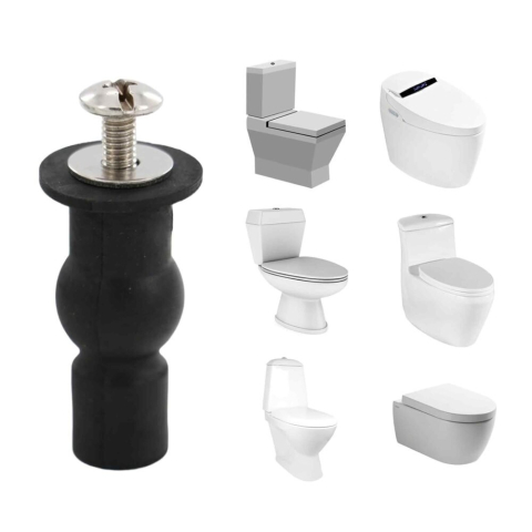Set 2 suruburi pentru fixare capac de toaleta, universale, otel inoxidabil/cauciuc, 48 mm, negru [7]