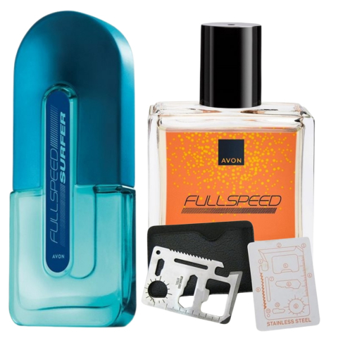 Set Ingrijire barbati - Set apa de toaleta Full Speed Surfer 75 ml, apa de toaleta Full Speed 30 ml, card multifunctional de supravietuire, otel inoxidabil