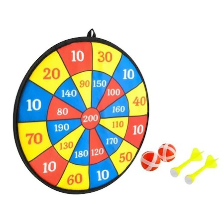 JOCURI ȘI JUCĂRII - Joc de darts pentru copii cu 2 sageti si 2 mingi,material velcro,diametru 36 cm - Multicolor