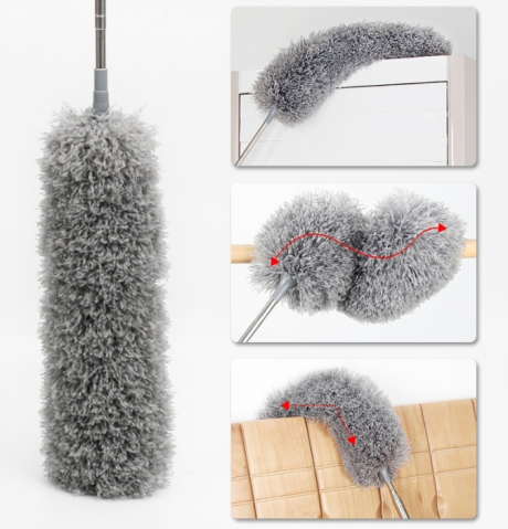 Set pamatuf pentru praf cu maner telescopic extensibil, 3 capete din microfibra lavabila, flexibil, pentru mobilier, tavan, aer conditionat si spatii greu accesibile, gri, 83-250 cm [11]