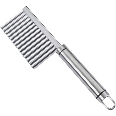 Cutite si tacamuri - Cutit zimtat pentru cartofi, legume, otel inoxidabil, maner plastic, 22.5 x 6 cm, argintiu