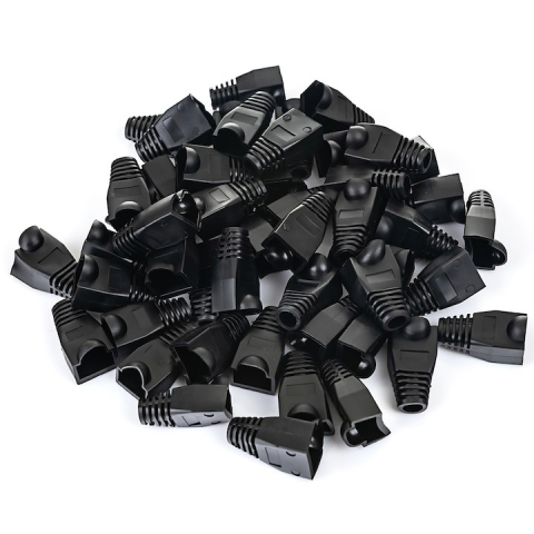 Set 10 bucati manson de protectie pentru mufe internet, RJ 45, negru [4]